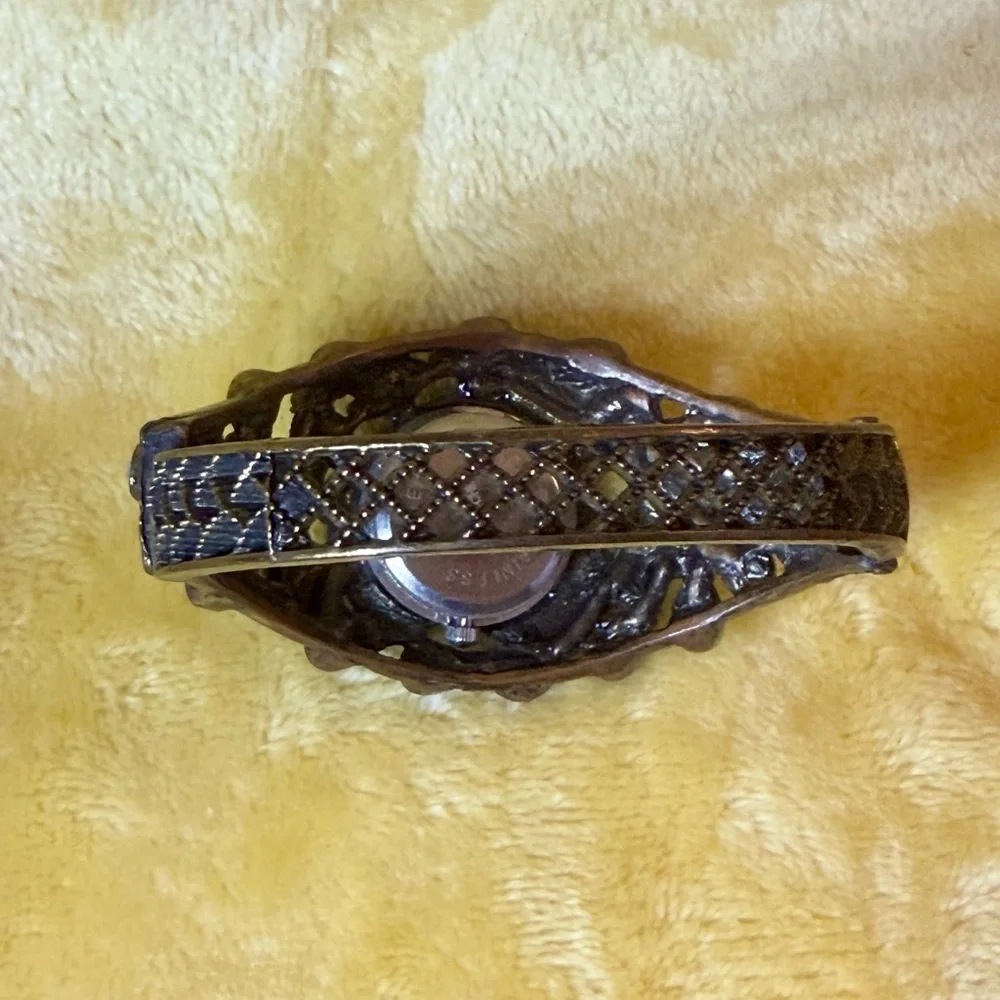VTG ~ Luxurious Turquoise Gemstone Watch set in thorny hedge pattern.